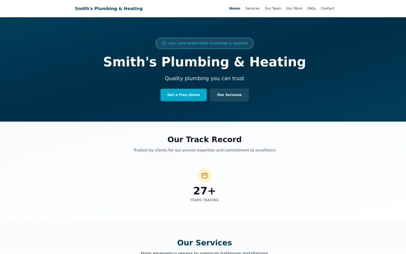 Preview of Smith's Plumbing & Heating website using Premium Service theme